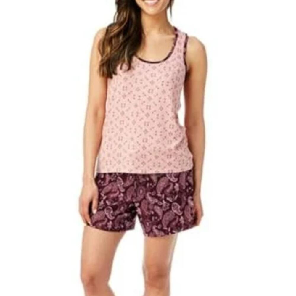 Lucky Brand Women’s 2piece Burgundy pink paisley Pajama set Plus Size XXL